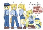 animal_tail anthro blonde_hair blue_eyes chart clothed clothed_feral clothing evolution evolution_chart female feral group hair kemono police side_view turnaround unknown_artist furry_scale animal_humanoid canid canid_humanoid canine canine_humanoid canis dog_humanoid domestic_dog human humanoid mammal mammal_humanoid unknown_species digital_media_(artwork) model_sheet