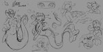 absurd_res fan_character female feral fish hasbro hi_res humanoid marine monochrome my_little_pony natt333 seahorse sketch sketch_page solo syngnathid syngnathiform