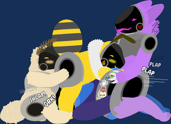 anal antennae_(anatomy) anthro arthropod_abdomen blush bottomless bound clothed clothing doggystyle fellatio female from_behind_position gangbang group group_sex hoodie hoodie_only machine male male/female male/male oral penile rimming sex spitroast stickers_on_body topwear topwear_only tf2_demo_2004 honeypot_(tf2_demo_2004) mocha_(tf2_demo_2004) stickerboard_(tf2_demo_2004) arthropod bee hybrid hymenopteran insect lepidopteran moth protogen alpha_channel hi_res
