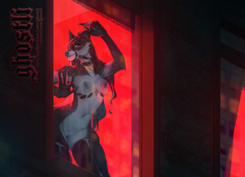 5_fingers against_surface anthro biped blind breast_squish breasts brown_body brown_fur brown_hair chest_tattoo claws clothing collar collar_tag countershade_torso countershading disability female fingers fur genitals glass hair legwear long_hair looking_back multicolored_body multicolored_fur navel nipples nude on_glass solo squish standing stockings tattoo text thigh_squish two_tone_body two_tone_fur vulva white_body white_fur window ghostli sylas_(sylasdoggo) canid canine canis domestic_dog mammal artist_name colored detailed digital_media_(artwork) url watermark
