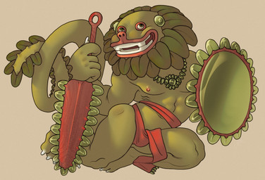 anthro bottomwear clothing feather_hair feather_mane feathers green_body green_eyes green_skin holding_melee_weapon holding_object holding_shield holding_sword holding_weapon jade_(gem) jewelry lips loincloth long_tail male mayan melee_weapon necklace nipples pink_nipples pseudo_hair pseudo_mane red_lips red_nose round_eyes shield simple_background sitting small_nipples smile solo sword tail warrior weapon ravuer american_mythology mayan_mythology mesoamerican_mythology mythology kukulkan deity reptile scalie snake absurd_res hi_res