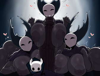 2_horns areola big_breasts big_butt big_penis biped black_eyes bodily_fluids breast_play breasts butt female fingers foursome genital_fluids genitals glans group group_sex heart_symbol horn huge_breasts huge_butt huge_penis humanoid_genitalia humanoid_penis hyper hyper_genitalia hyper_penis male male/female motion_lines nipples penis precum sex titfuck vein veiny_penis horu hollow_knight_(franchise) team_cherry mantis_lord_(hollow_knight) the_knight_(hollow_knight) arthropod vessel_(species) 2025 hi_res