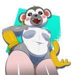 anthro ear_piercing eyeshadow female genitals looking_at_viewer makeup nude piercing pussy sharp_teeth solo teeth papayathebun animal_crossing nintendo shari_(animal_crossing) haplorhine mammal monkey primate