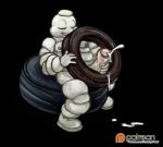 alpha_channel animate_inanimate bibendum bodily_fluids cum cumshot ejaculation eyes_closed foreskin genital_fluids genitals hi_res hyper latex male mascot masturbation michelin nipples orgasm overweight overweight_male patreon patreon_logo penis simple_background slightly_chubby smudge_proof solo text tire transparent_background url website_logo white_body