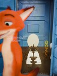 3:4 3d_(artwork) absurd_res anthro blender_(artwork) blender_cycles brown_body brown_eyebrows brown_fur canid canine dialogue digital_media_(artwork) digitigrade disney english_text eyebrows feces feces_everywhere feces_on_ground fox fur genitals green_eyes hi_res kenresek knot leaving male mammal nick_wilde onomatopoeia orange_body orange_fur penis pooping portapotty red_fox scatplay solo sound_effects tail text toilet_paper true_fox zootopia