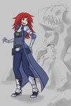 angry bone breasts cleavage clothed clothing female hair hi_res human human_only mammal not_furry red_hair simple_background skull solo surprise thatweirdguyjosh