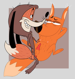 animal_genitalia animal_penis anthro canine_genitalia canine_penis clothing duo fur genitals male male/male onesie orange_body orange_fur penis sex zipper bob-jiggles commander_clark zip_zip foxie_(commander_clark) washington_(zipzip) canid canine fox mammal 2010 2015 absurd_res hi_res
