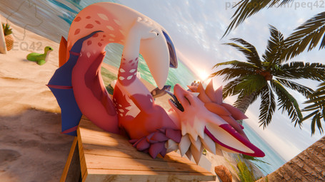 animal_genitalia animal_penis anthro beach big_penis canine_genitalia canine_penis fur genitals happy knot male male/male penis pink_body solo summer tail tail_mouth tongue tongue_out unusual_anatomy unusual_tail peq42 mythology ushi_fuku dragon furred_dragon furred_scalie mythological_creature mythological_scalie regalfin scalie hi_res