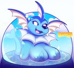 anthro areola big_breasts blue_areola blue_body blue_nipples breasts female frill_(anatomy) head_crest head_frill nipples nude partially_submerged smile smiling_at_viewer solo tail bunnydewart nintendo pokemon eeveelution generation_1_pokemon pokemon_(species) vaporeon 2023