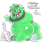 1:1 anal anal_penetration angry_birds animasanimus anthro balls beard belly big_butt big_penis bodily_fluids butt cum cum_in_ass cum_inside cum_on_egg dialogue domestic_pig egg english_text erection facial_hair genital_fluids genitals green_body hair humanoid_genitalia humanoid_penis king_leonard_mudbeard looking_pleasured male mammal nude open_mouth overweight overweight_male penetration penis pig_(angry_birds) rovio_entertainment sega simple_background smile solo suid suina sus_(pig) tail talking_to_self text the_angry_birds_movie