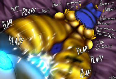 ankh ankh_tattoo anthro anus areola belly big_breasts big_penis blue_anus blue_hair bodily_fluids breasts butt butt_ripples clothing duo egyptian erection female female_penetrated fur genital_fluids genitals glowing glowing_areola glowing_genitalia glowing_nipples glowing_penis gynomorph hair huge_penis intersex intersex/female markings motion_blur motion_lines nipples nude overweight overweight_female penetration penis sex simple_background tattoo text vulva yellow_body tuffthecat animal_crossing nintendo ankha_(animal_crossing) tuff_(tuffthecat) domestic_cat felid feline felis mammal absurd_res digital_media_(artwork) hi_res