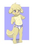 4_toes anthro biped bulge clothed clothing countershade_fur countershade_tail countershade_torso countershading feet fingers floppy_ears fur male navel open_mouth open_smile shota smile solo tail toes underwear young young_anthro young_male khaimera canid canine canis domestic_dog mammal absurd_res hi_res