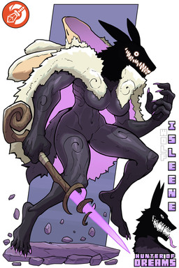 5_fingers 5_toes alternate_form alternate_species anthro big_breasts breasts coat_cape colored_nails featureless_breasts feet female fingers floating glowing glowing_eyes glowing_teeth humanoid_feet humanoid_hands melee_weapon nails navel pawpads plantigrade purple_nails shadow_face sharp_nails sharp_teeth solo sword teeth toes tongue tongue_out weapon ceehaz isleene_(ceehaz) canid canine canis mammal wolf 2025 2:3 absurd_res hi_res