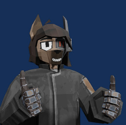 anthro black_hair brown_body brown_fur clothing cybernetics fur hair jacket leather leather_clothing leather_jacket leather_topwear low_poly machine male solo topwear lawrence_the_wolf_(artist) canid canine canis cyborg domestic_dog herding_dog mammal pastoral_dog 3d_(artwork) alpha_channel digital_media_(artwork) hi_res