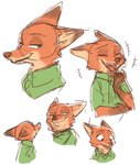 anthro clothed clothing eyes_closed fur laugh male open_mouth orange_body orange_fur simple_background solo white_background chu_twst disney zootopia nick_wilde canid canine fox mammal red_fox true_fox guide_lines hi_res