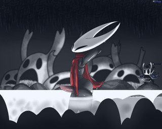 2_horns anthro black_body black_eyes butt cloak clothed clothing crossgender duo erection femboy ftm_crossgender genitals horn hot_spring looking_at_another male male/male mouthless not_furry partially_clothed penis red_clothing side_view standing water wet white_head moebinuslizard hollow_knight_(franchise) team_cherry hornet_(hollow_knight) the_knight_(hollow_knight) arthropod humanoid insect vessel_(species) 2025 5:4 digital_media_(artwork) hi_res brother_(lore) brothers_(lore) half_brother_(lore) sibling_(lore)