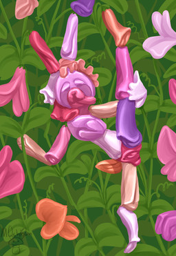 abstract_art anthro biped female flexible flower genitals humanoid_genitalia humanoid_vulva multicolored_body nude one_leg_up outside pink_body plant raised_leg red_body scut_tail short_tail solo splits spread_legs spreading standing tail vertical_splits vulva mushbun mushbun_(character) lagomorph leporid mammal rabbit 2026 absurd_res hi_res