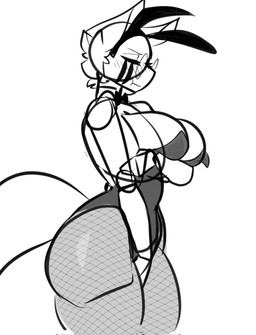 :t anthro arm_under_breasts big_breasts blush bow_tie breast_squish breasts bunny_costume cleavage clothed clothing costume eyelashes eyes_closed eyewear fake_ears fake_rabbit_ears female fishnet_clothing fishnet_leggings fishnet_legwear glasses grumpy hair hand_between_legs hand_under_head leggings legwear round_glasses side_view simple_background small_waist solo squish standing tail thick_thighs upset wide_hips juppi citadel_(juppi) reptile scalie snake 2025 hi_res sketch
