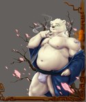 anthro asian_clothing belly clothing east_asian_clothing eyewear fundoshi fur glasses humanoid_hands japanese_clothing kemono male moobs navel nipples overweight overweight_anthro overweight_male robe solo underwear white_body white_clothing white_fundoshi white_fur white_underwear guadr lifewonders tokyo_afterschool_summoners leib_(tas) bear mammal polar_bear ursine 2021 absurd_res hi_res