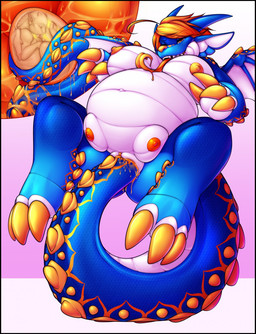 ambiguous_gender anthro areola autopenetration belly big_belly big_breasts blue_body blue_scales bodily_fluids breasts breasts_and_teats cervical_penetration claws clitoris colored_pussy_juice cutaway drooling duo egg female genital_fluids genitals hair huge_breasts in_utero_probing internal internal_vaginal long_hair masturbation membrane_(anatomy) membranous_wings multi_nipple navel nipples non-mammal_breasts non-mammal_nipples nude open_mouth orange_areola orange_claws orange_hair orange_insides orange_nipples orange_nose orange_pussy_juice orange_tongue orange_vulva oviposition penetration pregnant saliva scales size_difference spikes spread_legs spreading tail tail_fetish tail_in_own_pussy tail_in_vagina tail_insertion tail_masturbation tail_play teats toe_claws tongue tongue_out unbirthing unusual_bodily_fluids unusual_genital_fluids unusual_vaginal_fluids vaginal vaginal_fluid_string vaginal_fluids vaginal_fluids_on_tail vaginal_masturbation vaginal_penetration vore vulva white_body white_scales wings flittermilk mythology hazel_(flittermilk) dragon mythological_creature mythological_scalie scalie 2016 hi_res