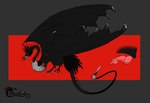 absurd_res ambiguous_gender black_body bloodsucker demonic dracokaito dracokaitonsfw dragon erection feathers feral full-length_portrait genitals hi_res model_sheet mythological_creature mythological_scalie mythology penis portrait scalie solo tail vampire