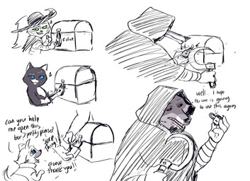 anthro blue_eyes box clothed clothing container dialogue female feral gesture green_eyes grin group hand_gesture happy lock looking_at_viewer male poncho red_eyes sickle smile smirk sparkles sweater text thumbs_up topwear ultimatellurker dreamworks puss_in_boots_(franchise) death_(puss_in_boots) kitty_softpaws perrito_(puss_in_boots) puss_in_boots_(dreamworks) canid canine canis chihuahua domestic_cat domestic_dog felid feline felis mammal tabby_cat toy_dog wolf english_text hi_res