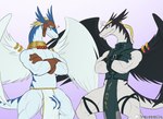 anthro balls bottomwear bulge clothed clothing crossed_arms crotch_apron duo genitals ineffective_clothing loincloth male male/male simple_background spelunker_sal legendz mythology ranshiin shiron dragon mythological_creature mythological_scalie scalie