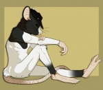 anthro biped clothing hat hat_only headgear headgear_only headwear headwear_only male mostly_nude pose side_view simple_background sitting solo tail tan_background ziggy_(artist) mammal mouse murid murine rodent 2010 digital_media_(artwork)