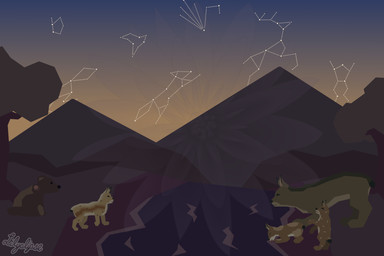 ambiguous_gender brown_body brown_fur constellation drinking_water family feral fur grey_body grey_fur group looking_at_another nature nature_background night on_hind_legs outside plant river short_tail side_view simple_eyes sitting size_difference sky standing star starry_sky tail tan_body tan_fur tree water young lilyclipse might_and_delight shelter_(game_series) bear felid feline lynx mammal 3:2 hi_res lineless signature mother_(lore) mother_and_child_(lore) parent_(lore) parent_and_child_(lore) sibling_(lore)