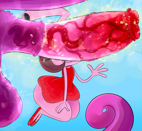 animal_genitalia animal_penis antennae_(anatomy) balls big_balls big_butt big_penis blue_background brown_hair butt closed_smile clothed clothing dress duo equine_genitalia equine_penis female footwear genitals gesture hair huge_balls huge_penis mouth_closed penis pink_antennae pink_body pink_skin red_clothing red_dress red_footwear red_shoes shoes short_hair simple_background small_waist smell smelly smelly_penis smile thick_thighs vein veiny_penis wave waving waving_at_viewer ota_(artist) can't_see_the_haters hanna-barbera the_snorks daffney_gillfin aquatic fish seahorse snork syngnathid syngnathiform hi_res meme