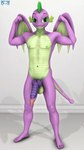 2022 3d_(artwork) 9:16 aged_up anthro athletic balls big_penis biped cocky_smile daveman1000 digital_media_(artwork) dragon fangs feet flexing friendship_is_magic full-length_portrait genitals green_eyes grin hasbro hi_res humanoid_feet looking_at_viewer male muscular muscular_anthro muscular_male my_little_pony mythological_creature mythological_scalie mythology nude penis pinup plantigrade portrait pose purple_body scalie smile solo source_filmmaker_(artwork) spike_(mlp) tail teeth wings