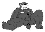 anthro balls belly blush butt erection genitals kemono male overweight overweight_anthro overweight_male penis simple_background solo text_censor white_background sugekuma bear mammal 2010 censored monochrome