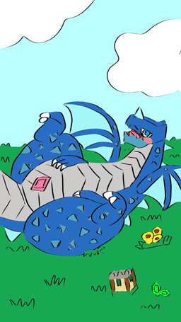 animal_genitalia back_ridge blue_body blue_eyes blush blush_lines claws cloaca female feral finger_claws genitals grey_body membrane_(anatomy) membranous_wings ridges scales solo tail tail_ridge toe_claws ventral_scales vulva wings clash_of_clans mythology dragon mythological_creature mythological_scalie scalie 9:16 hi_res