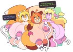 anthro big_breasts big_butt bodily_fluids breast_milking breasts butt female female/female group huge_breasts huge_butt hyper hyper_breasts hyper_butt lactating abxybun ruby_(rubyluvcow) shari_(tiger1001) vivian_annabelle bovid bovine canid canine fox hybrid mammal