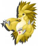 between_toes countershading feet female feral genitals holding_feet pussy simple_background solo toes tongue tongue_out white_background yellow_eyes inkcookie nintendo pokemon generation_1_pokemon pokemon_(species) sandslash