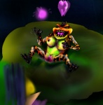 female genitals lying nipples open_mouth pussy solo teeth yellow_eyes unknown_artist majora's_mask nintendo the_legend_of_zelda amphibian frog gekko_(tloz)