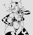 animal_print animal_print_bikini animal_print_thigh_highs armwear big_breasts bikini bottle breasts clothing container cow_print cow_print_armwear cow_print_bikini cow_print_elbow_gloves cow_print_thigh_highs elbow_gloves eyelashes fake_horns female gloves grey_background hair hand_on_hip handwear heart_symbol holding_bottle holding_container holding_object humanoid_pointy_ears legwear long_hair looking_at_viewer milk_bottle navel not_furry open_mouth open_smile pattern_bikini pattern_clothing pattern_legwear pattern_swimwear pattern_thigh_highs pointy_ears simple_background smile solo swimwear thick_thighs thigh_highs two-piece_swimsuit wide_hips wobastt nintendo the_legend_of_zelda malon humanoid hylian hi_res monochrome