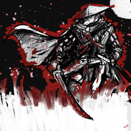 anthro blood blood_splatter bodily_fluids katana light male melee_weapon moon moonlight night samurai solo_focus sword warrior weapon acev ghost_of_tsushima jin_sakai canid canine canis mammal wolf 1:1 absurd_res hi_res