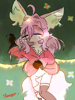 4_fingers adolescent anthro asian_clothing big_tail black_nose brown_body brown_fur clothed clothing dipstick_ears dipstick_tail ear_markings east_asian_clothing eye_scar eyelashes eyes_closed facial_markings facial_scar featureless_crotch female fingers flower footwear fur gloves_(marking) grass hair head_markings inner_ear_fluff japanese_clothing kimono long_hair lying lying_on_grass markings multicolored_ears on_back on_grass on_ground partially_clothed pink_body pink_clothing pink_ears pink_fur pink_hair pink_tail pink_topwear plant scar sleeping socks solo tail tail_markings topwear tuft white_body white_ear_tips white_fur white_inner_ear white_inner_ear_fluff white_tail_tip young young_anthro young_female conditional_dnp xammyxx sakura_(xammyxx) canid canine fox mammal 2026 3:4 digital_media_(artwork) hi_res ibispaint_(artwork) shaded signature watermark