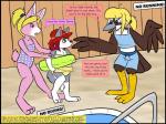 4:3 age_regression anthro avian beak bird canid canine canis clothed clothing collaboration comic digital_media_(artwork) domestic_dog english_text feathers hair husky jennie_(kammypup) kammypup kammypup_(artist) lagomorph leporid mammal nordic_sled_dog rabbit red_hair runt_(artist) speech_bubble spitz standing taara_(kammypup) tail tail_feathers text toddler young young_anthro