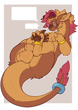 animal_genitalia anklet balls balls_on_tail big_balls brown_body brown_fur claws eyes_closed eyewear eyewear_only feral fully_sheathed fur furgonomics furry-specific_piercing genitals glasses glasses_only hair horn horn_piercing jewelry long_tail lying male nude on_back pawpads piercing red_hair round_glasses sheath solo tail tail_tuft thick_tail toe_claws tuft wearing_glasses scafen_(artist) mythology joseph_(doeboi) dragon furred_dragon furred_scalie mythological_creature mythological_scalie scalie hi_res