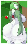 areola big_breasts big_butt border breasts butt exclamation_point exposed_breasts female forest green_body green_hair hair huge_breasts huge_butt looking_back motion_lines nipples non-mammal_nipples outside plant pokeball pseudo_clothing pupils rear_view red_eyes side_boob solo standing thick_thighs throwing_pokeball tree white_body white_border wide_hips davidsanchan nintendo pokemon gardevoir generation_3_pokemon humanoid pokemon_(species) 2023 artist_name digital_media_(artwork) hi_res signature