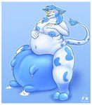 blue_hair blue_markings blue_nipples blue_tongue blue_udders blush breasts female fur growth hair holding_breast hyper markings milk nipples teats tongue udder_growth udders white_body white_fur felloweirdo bunny_the_goat bovid bovine cattle lagomorph leporid mammal rabbit hi_res