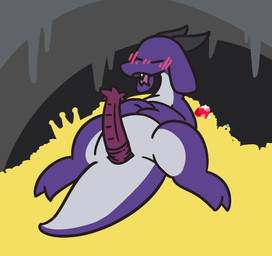 belly big_belly big_ears big_penis blush blush_lines cave claws cloacal_penis countershading feral floppy_ears gem genitals gold_(metal) horn long_penis male open_mouth penis purple_body purple_scales scales sleeping solo tail tongue tongue_out unusual_anatomy unusual_genitalia unusual_penis wide_hips gandergeist mythology dragon mythological_creature mythological_scalie scalie aliasing digital_media_(artwork)