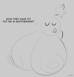 areola big_breasts breasts exclamation_point eyes_closed female huge_breasts hyper hyper_breasts nipples not_furry open_mouth solo text philahorns mario_and_luigi_(series) mario_bros nintendo starlow star_sprite waddling_head english_text monochrome sketch