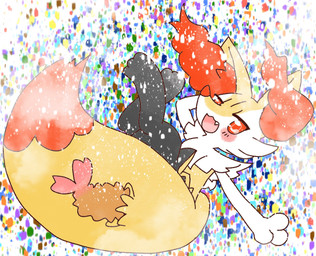 ambiguous_anthro ambiguous_gender anthro big_tail biped blush cute_fangs digitigrade dipstick_tail fangs food looking_at_viewer markings open_:3 open_mouth open_smile shrimp_(food) side_view smile snout solo tail tail_markings teeth annyui0611 nintendo pokemon braixen canid generation_6_pokemon mammal pokemon_(species) 2022 digital_drawing_(artwork) digital_media_(artwork) full-length_portrait hi_res japanese_description portrait translated_description