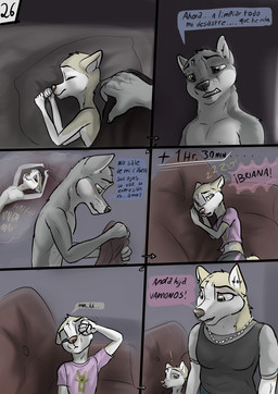 age_difference anthro bed brown_eyes clothed clothing duo ears_back ears_up female furniture green_eyes male male/female memories on_bed pivoted_ears sleeping sofa text waking_up young young_anthro young_female wolfyalex96 briana_(wolfyalex96) max_(wolfyalex96) canid canine canis domestic_dog husky mammal nordic_sled_dog spitz wolf hi_res spanish_text translated mother_(lore) parent_(lore)