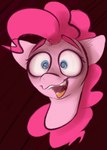 blue_eyes female insane open_mouth pink_body pink_skin simple_background solo teeth new_pone friendship_is_magic hasbro my_little_pony pinkie_pie_(mlp) equid equine horse mammal pony