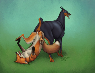 abstract_background anatomically_correct anatomically_correct_genitalia anatomically_correct_vulva animal_genitalia animal_penis animal_vulva anus ass_to_ass black_body black_fur brown_body brown_fur canine_genitalia canine_penis canine_vulva cropped_ears docked_tail duo female female_penetrated feral feral_on_feral feral_penetrated feral_penetrating feral_penetrating_feral fur genitals knot knot_hanging knot_root knotted_penis knotting larger_penetrated lying male male/female male_penetrating male_penetrating_female on_back open_mouth orange_body orange_fur paws penetration penile penile_penetration penis penis_in_vagina pointy_ears realistic_feral scar sex sheath short_tail size_difference tail tail_scar tongue tongue_out vaginal vaginal_knotting vaginal_penetration vulva white_body white_fur regsmutt fancy_(regsmutt) canid canine canis dobermann domestic_dog fox mammal pinscher red_fox true_fox 2026 digital_drawing_(artwork) digital_media_(artwork) hi_res