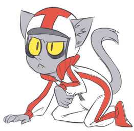 :< all_fours alternate_form ambiguous_gender anthro armor clothed clothed_humanoid clothing fangs furgonomic_helmet grey_body grey_skin headgear helmet racing_suit simple_background solo tail teeth white_background yellow_sclera concerto-fer-a-rainy-day disney wreck-it_ralph turbo_(wreck-it_ralph) animal_humanoid cat_humanoid felid felid_humanoid feline feline_humanoid humanoid mammal mammal_humanoid 2012 digital_drawing_(artwork) digital_media_(artwork) english_description full-length_portrait low_res portrait